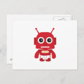 Red Retro Robot Briefkaart (Voorkant / Achterkant)