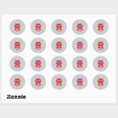 Red Retro Robot Ronde Sticker (Vel)