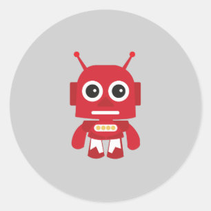 Red Retro Robot Ronde Sticker