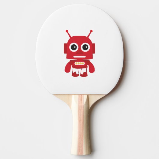 Red Retro Robot Tafeltennisbatje (Voorkant)