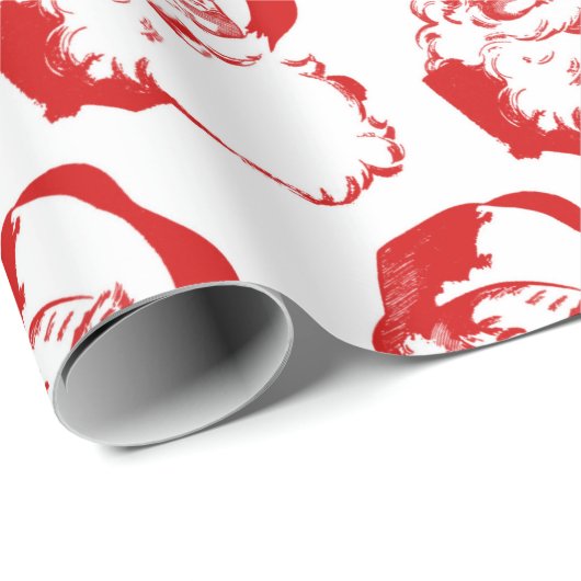 Red Retro Santa Claus Cadeaupapier (Rol Hoek)
