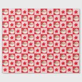 Red Retro Santa Claus Red Tartan Plaid Christmas Cadeaupapier (Vlak)