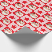 Red Retro Santa Claus Red Tartan Plaid Christmas Cadeaupapier (Hoek)