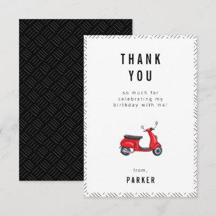 Red Retro Scooter Theme Birthday Bedankt