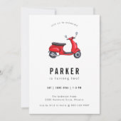 Red Retro Scooter Theme Birthday Kaart (Voorkant)