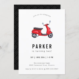 Red Retro Scooter Theme Birthday Kaart