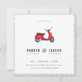 Red Retro Scooter Theme Joint Birthday Kaart (Voorkant)