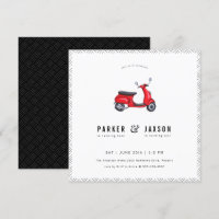 Red Retro Scooter Theme Joint Birthday