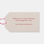 Red Retro Script Vrolijk Kerstfeest Cadeau Label Cadeaulabel (Achterkant Horizontaal)