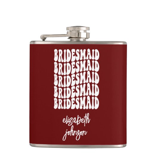 Red Retro Specialized Bachelorette Bridesmaid Heupfles (Voorkant)