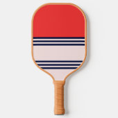 Red Retro Stripe Pickleball Paddle (Voorkant)
