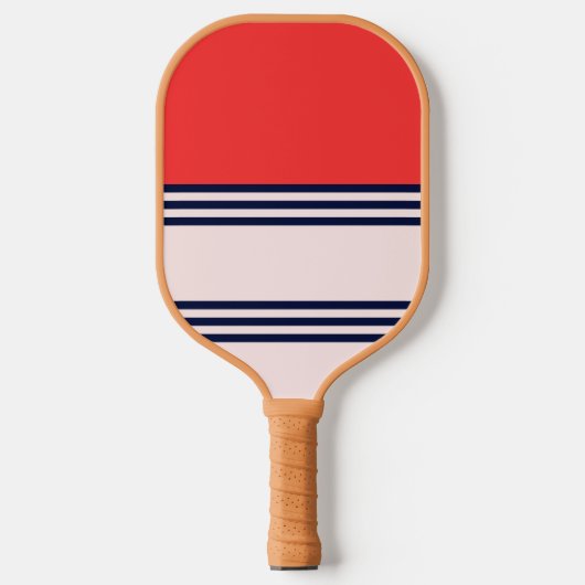 Red Retro Stripe Pickleball Paddle (Voorkant)