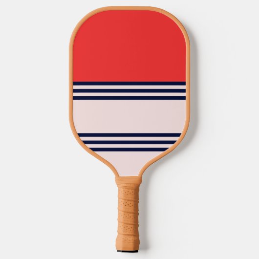 Red Retro Stripe Pickleball Paddle (Achterkant)