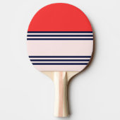 Red Retro Stripe Tafeltennisbatje (Achterkant)