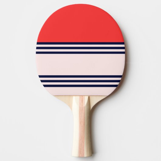 Red Retro Stripe Tafeltennisbatje (Voorkant)