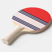Red Retro Stripe Tafeltennisbatje (Voorkant Gekanteld)