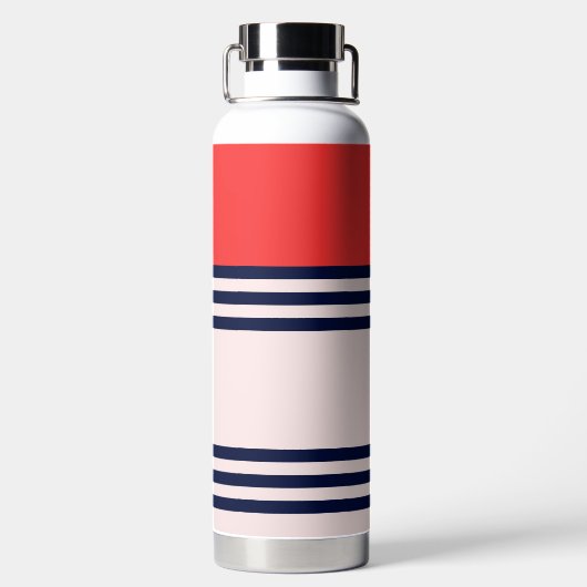 Red Retro Stripe Waterfles (Achterkant)