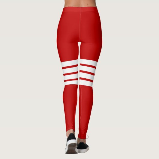 Red Retro Stripes Striped Pattern Leggings (Achterkant)