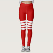 Red Retro Stripes Striped Pattern Leggings (Voorkant)