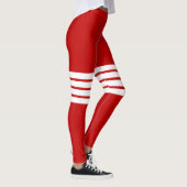 Red Retro Stripes Striped Pattern Leggings (Rechts)