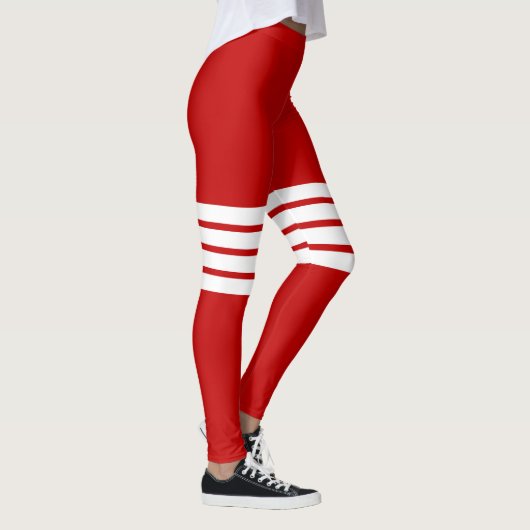 Red Retro Stripes Striped Pattern Leggings (Rechts)