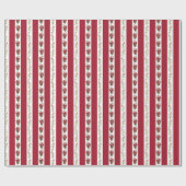 Red retro stripes vintage Christmas gift wrap Cadeaupapier (Vlak)