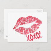RED RETRO SUGAR LIPS XOXO BRIEFKAART (Voorkant / Achterkant)