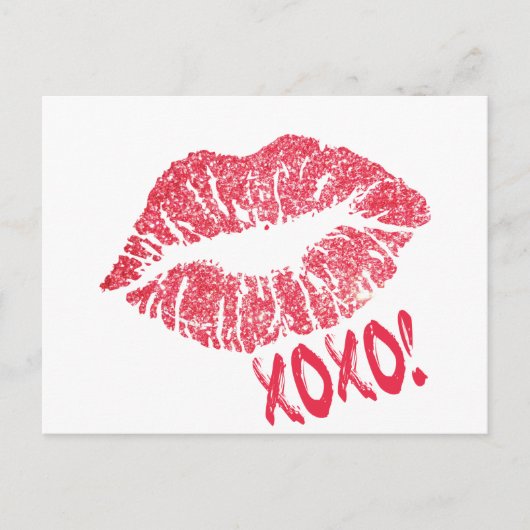 RED RETRO SUGAR LIPS XOXO BRIEFKAART (Voorkant)