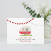 Red Retro Trailer & Wedding Save the Date (Staand voorkant)