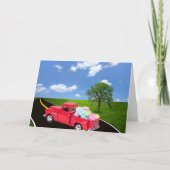 Red Retro Truck met Valentijn Hearts Feestdagen Kaart (Voorkant)