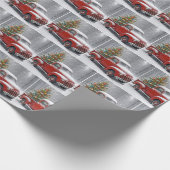 Red Retro Truck With Christmas Tree Cadeaupapier (Hoek)