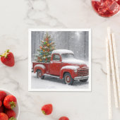 Red Retro Truck With Christmas Tree Servet (Insitu)