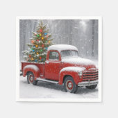 Red Retro Truck With Christmas Tree Servet (Voorkant)
