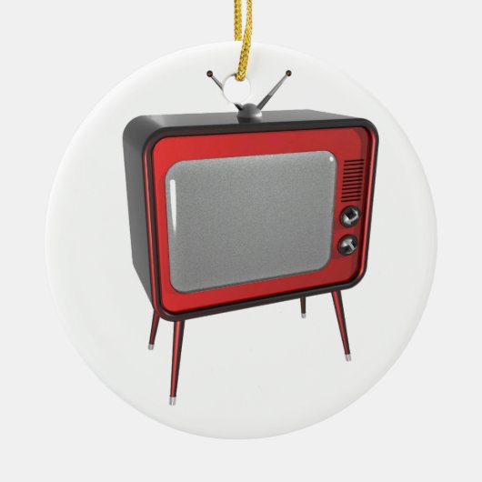 Red retro TV Keramisch Ornament (Voorkant)