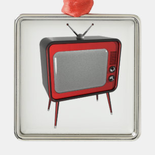 Red retro TV Metalen Ornament