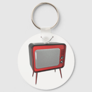 Red retro TV Sleutelhanger