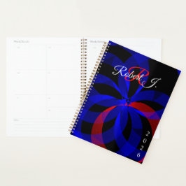 Red Revolving Accent Geometric Spiral Planner