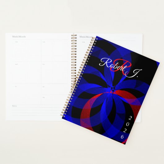 Red Revolving Accent Geometric Spiral Planner (Display)