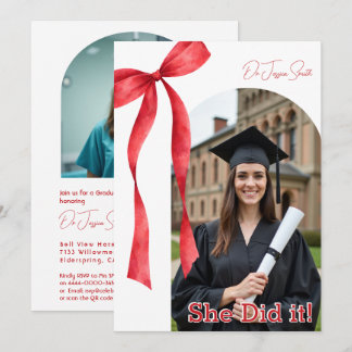 Red Ribbon Accent Graduation Kaart