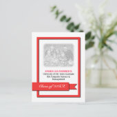 Red Ribbon Afstuderen Foto Uitnodiging Briefkaart (Staand voorkant)