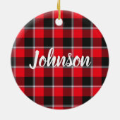 Red Ribbon and Heavy Metal Plaid Keramisch Ornament (Achterkant)