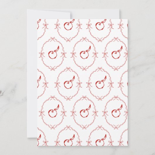 Red Ribbon Apple baby shower Uitnodiging (Achterkant)