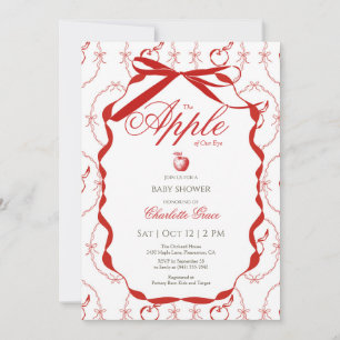 Red Ribbon Apple baby shower Uitnodiging