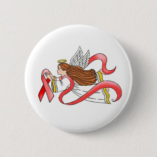 "Red Ribbon" Awareness Angel Ronde Button 5,7 Cm