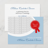 Red Ribbon Blue Afstuderen Kaart (Voorkant / Achterkant)