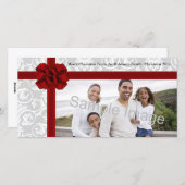 Red Ribbon Bow Feestdagenkaart (Voorkant / Achterkant)