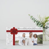 Red Ribbon Bow Feestdagenkaart (Staand voorkant)