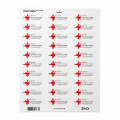 Red ribbon bow Happy Holidays address label (Full Sheet)
