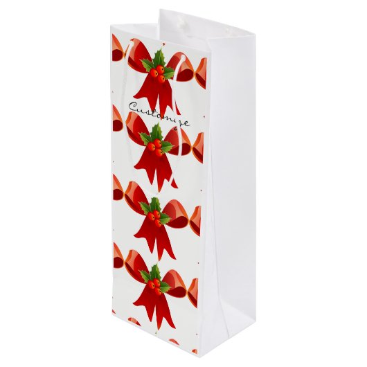 Red Ribbon Bow Holly Thunder_Cove Green Wijn Cadeautas (Achterkant Gekanteld)