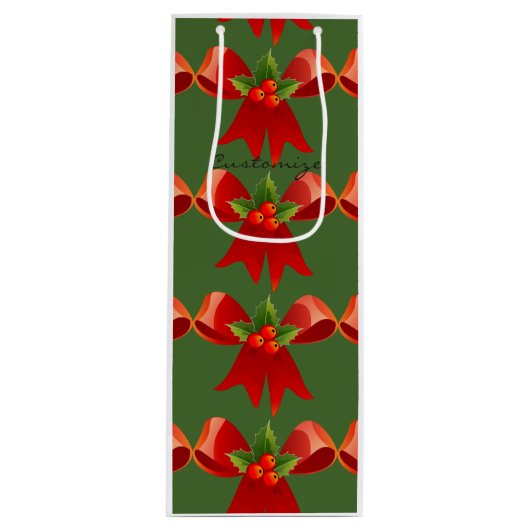 Red Ribbon Bow Holly Thunder_Cove Green Wijn Cadeautas (Voorkant)